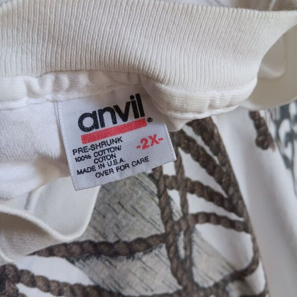 Vintage Mens T-shirt 2XL Single Stitch Cowboy Hat Rodeo AOP Anvil USA 1990's XXL - Picture 4 of 7